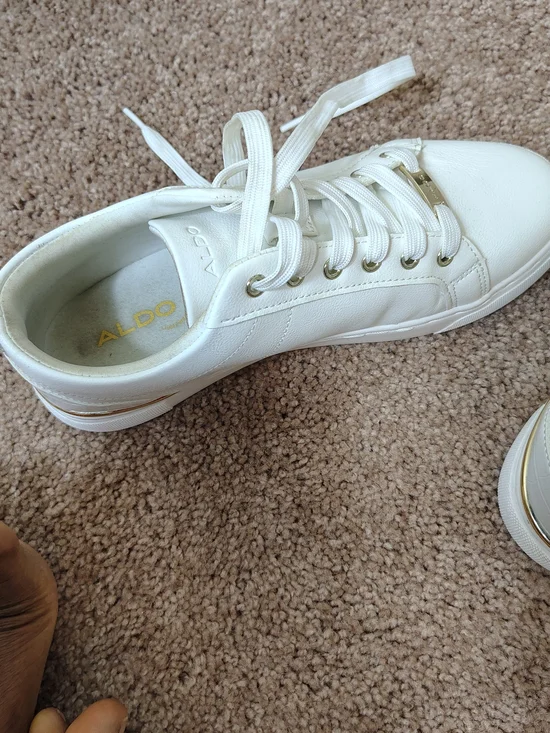 ALDO White Lace-Up Sneakers - Picture 4 of 6